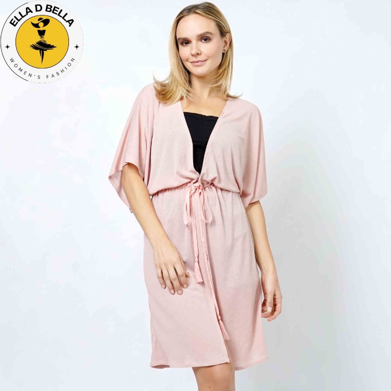 Drawstring Jersey Kimono Cardigan for Women - Chic and Comfortable Lay