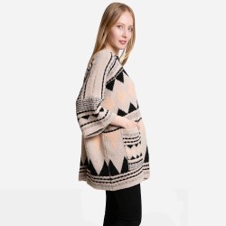 Tribal Patterned Front Pockets Cardigan for Women - Stylish