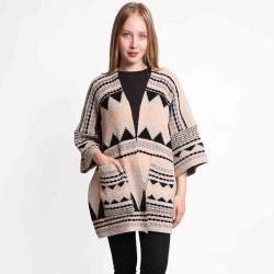 Tribal Patterned Front Pockets Cardigan for Women - Stylish