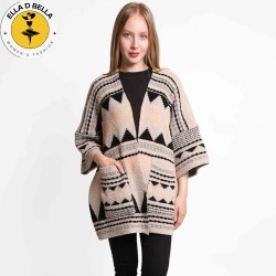 Tribal Patterned Front Pockets Cardigan for Women - Stylish