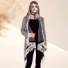 Chevron Zigzag Pattern Fringe Knit Cardigan for Women