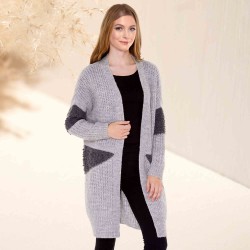 Soft Knit Furry Decoration Long Cardigan for Women - Cozy Elegance and